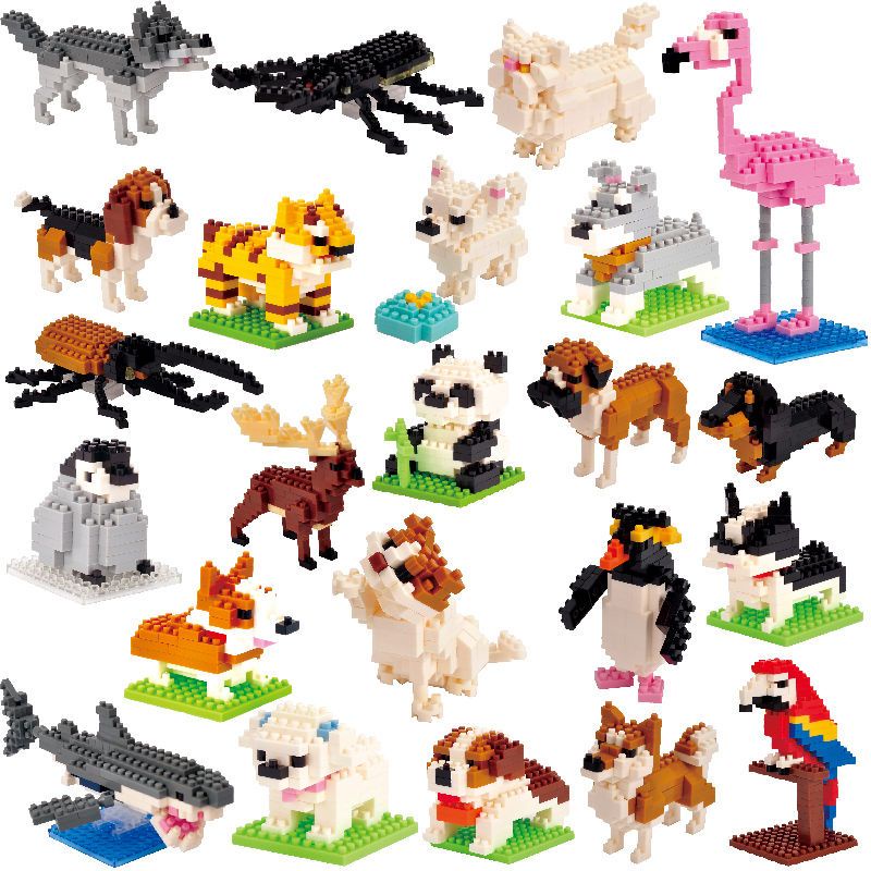 Envio rápido Nano Blocos Coleção De Animais De Construção De Cães De Gato Panda Flamingo Brinquedos De Iluminação Mundia
