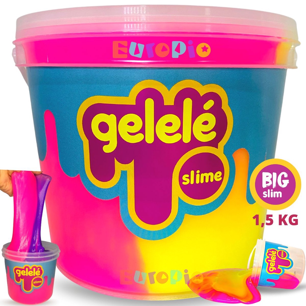 Balde Slime Gigante 1,5kg Colorido Antialérgico Amoeba Gelel