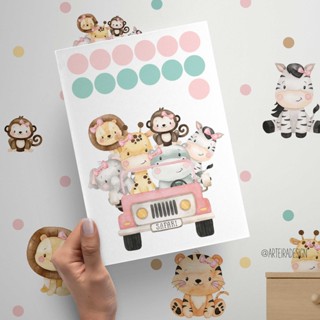 ADESIVOS PARA PAREDE SAFARI AQUARELA - MENINA KIT COM 117 unidades em Oferta na Shopee