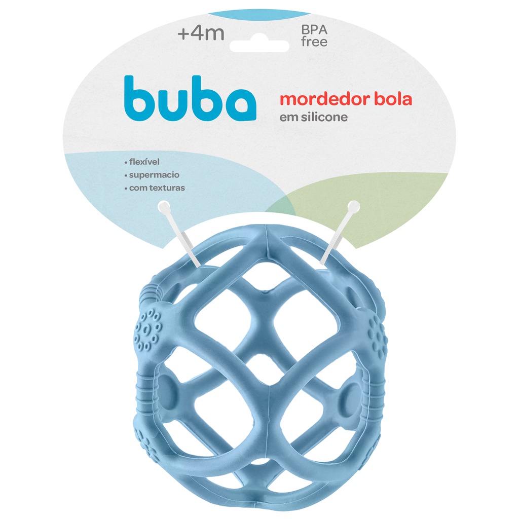 Mordedor Bola Em Silicone Azul Flexivel Supermacio Com Texturas 15636 - Buba - Mom & Baby