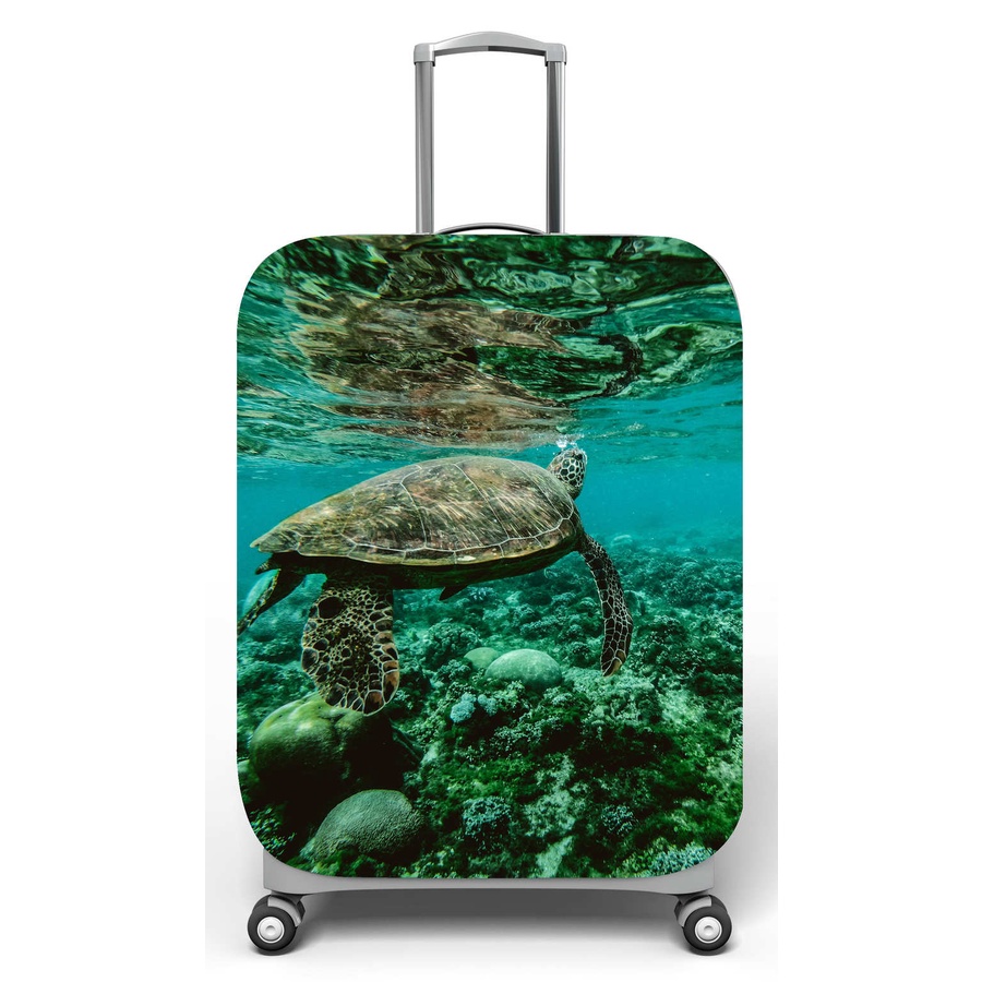 Capa para mala de viagem P, M, G, medidas max C48x A75 x P29cm Tartaruga Marinha Fundo do mar