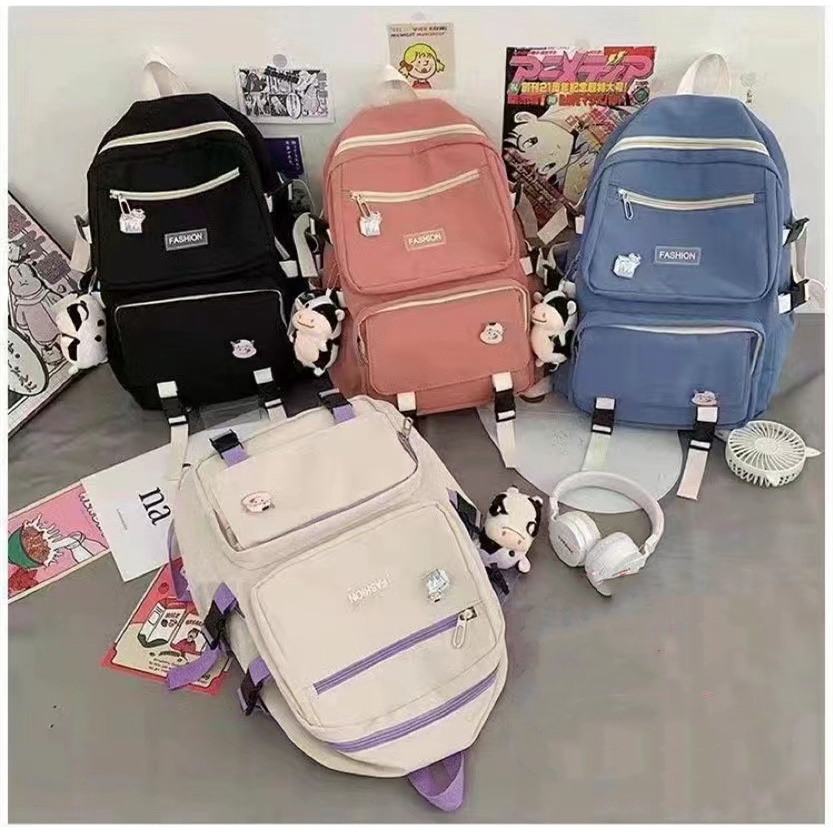 Mochila feminina simples e elegante bolsa escolar feminina tendência europeia e americana