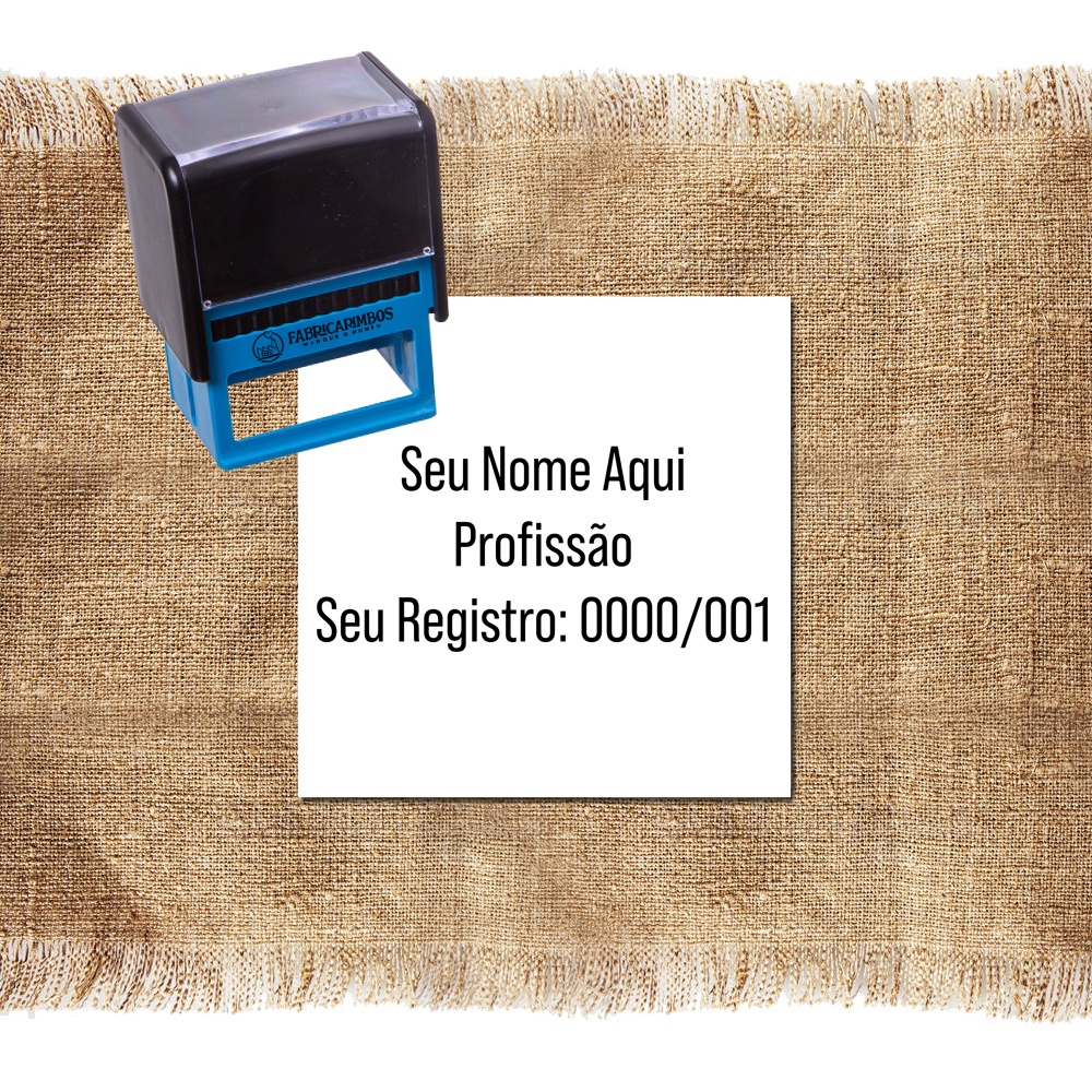 Carimbo Automático Personalizado - Seu Nome, Profissão e Registro- 3,8x1,4 em Oferta na Shopee