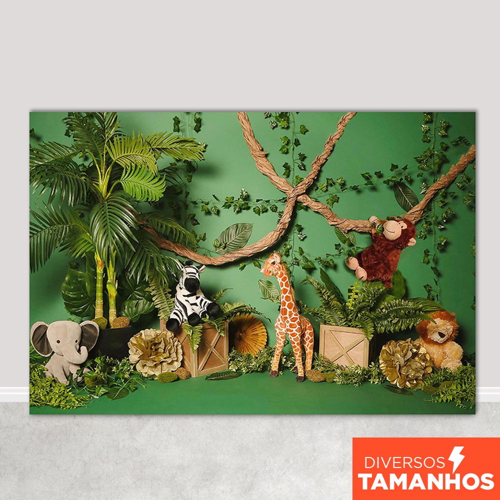 Painel Fundo Fotográfico Infantil Cenário Safári Animais Tecido Sublimado para Fotos - FFC-789 em Oferta na Shopee
