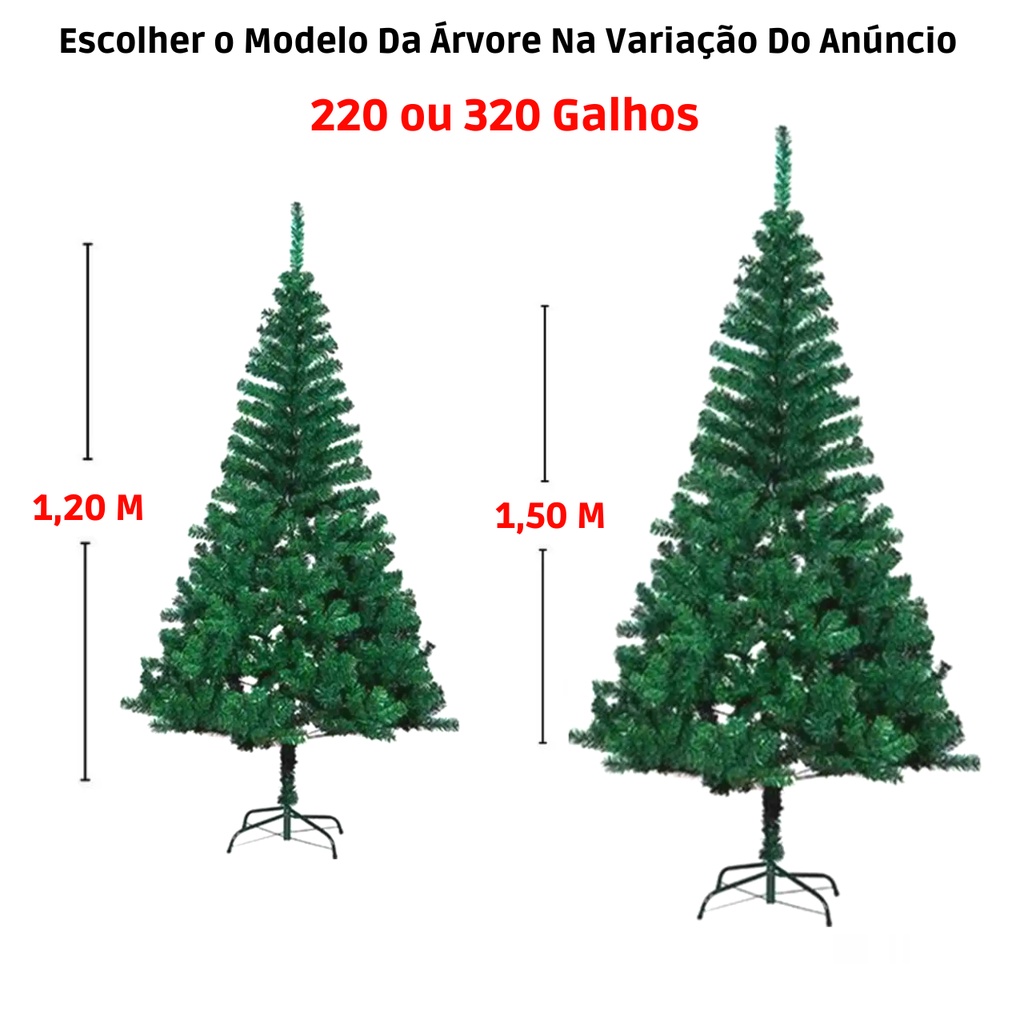 Árvore De Natal 1,20 Metros 220 Galhos 1,50 Metros 320 Galhos Arvore Natal  Pinheiro Verde | Shopee Brasil
