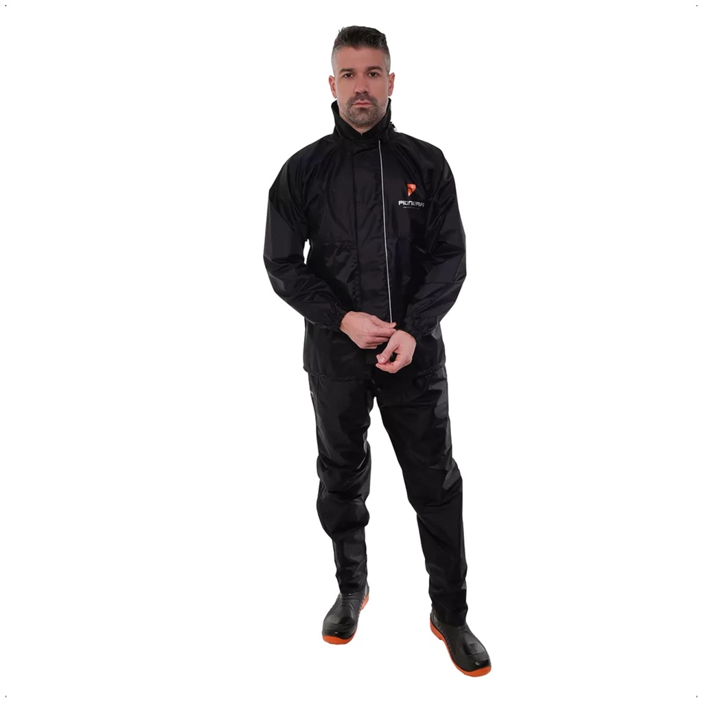 Conjunto Capa de Chuva Masculino Tamanho G Preto Impermeável Motoqueiro Nylon 0,20mm Pioneira - 1101-M-PRE-G em Oferta na Shopee