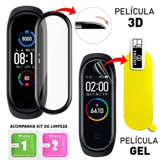 Pelicula 3D Para Xiaomi Mi Band 4 5 6 + Kit de limpeza novo lacrado Relógio pronta entrega