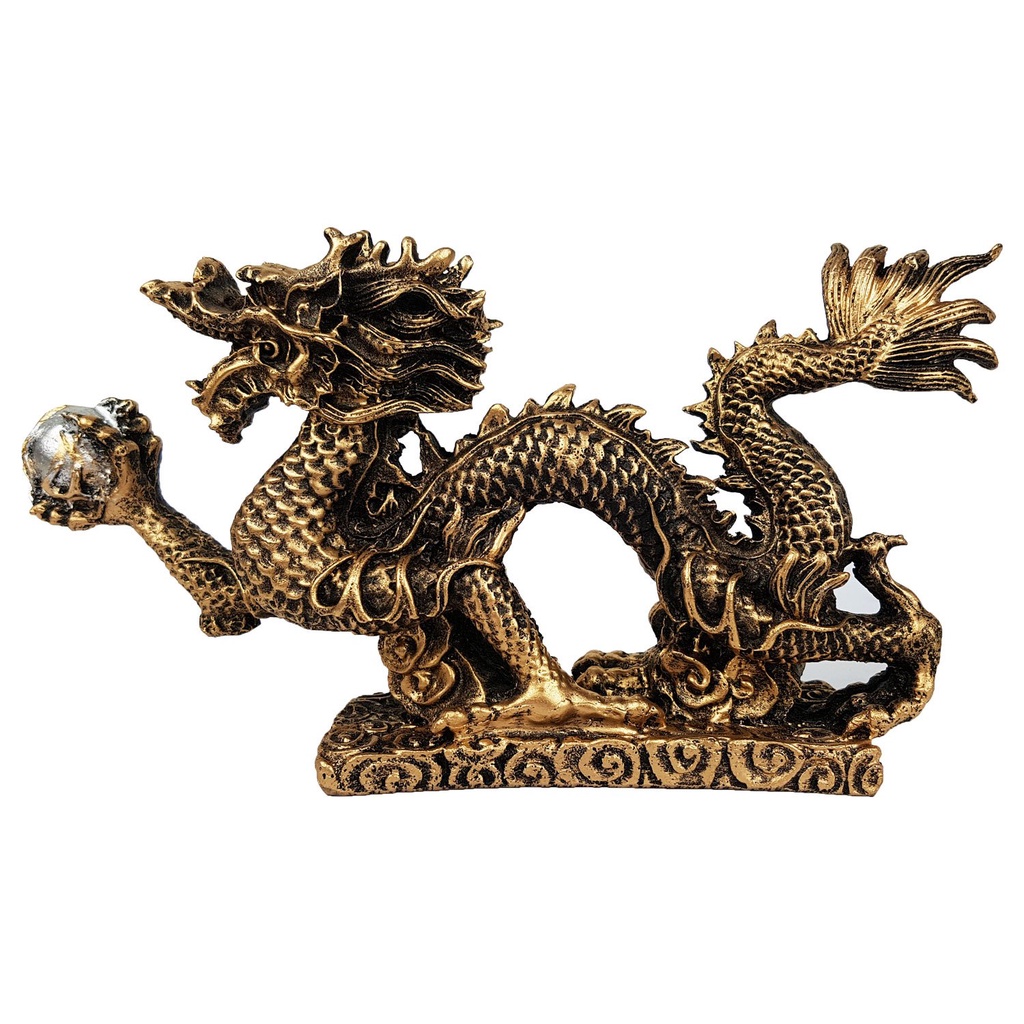 Dragão Chinês Enfeite Com Base Decoração Resina