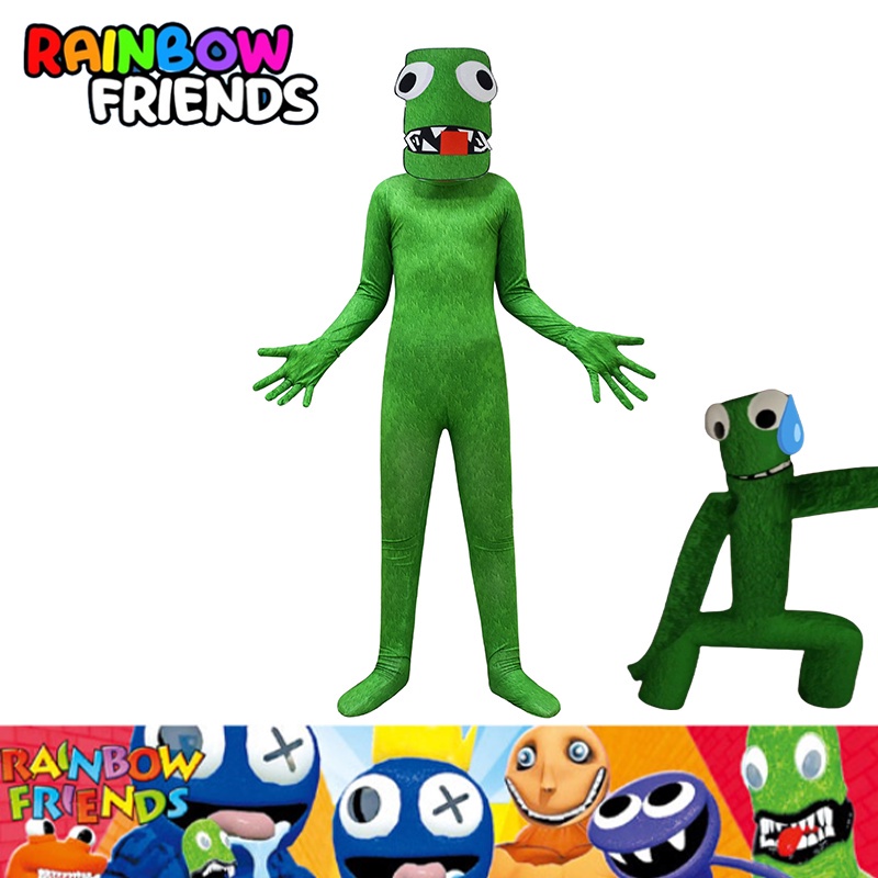 2022 Roblox Rainbow Friends Green Cosplay Costume Kids Halloween Fancy Dress Party Role Play gift