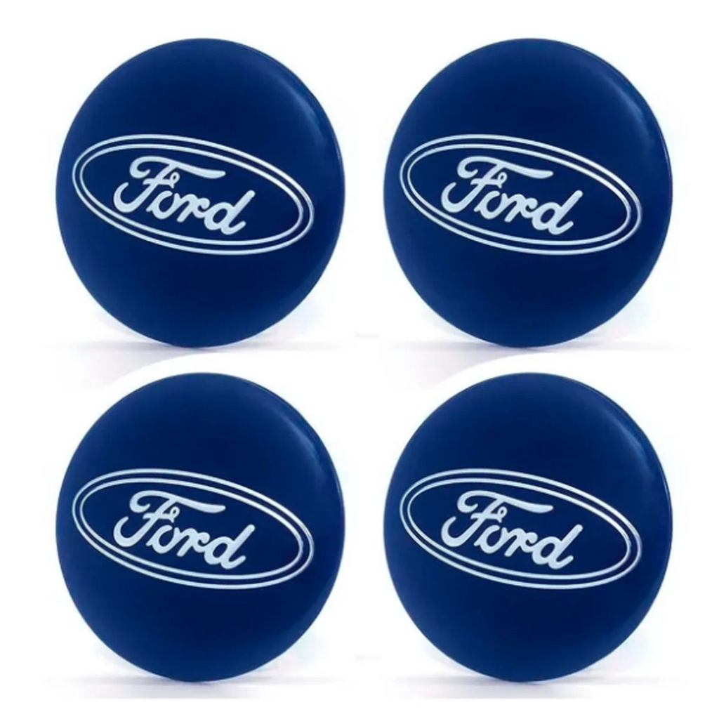 EMBLEMA CALOTA RESINADO FORD AZUL 48MM 4 UNIDADES