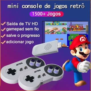 SF900 Retrô Videogame Super Nintendo 1500 Jogo 2 Controles Sem Fio Para Dois  Jogadores - Escorrega o Preço