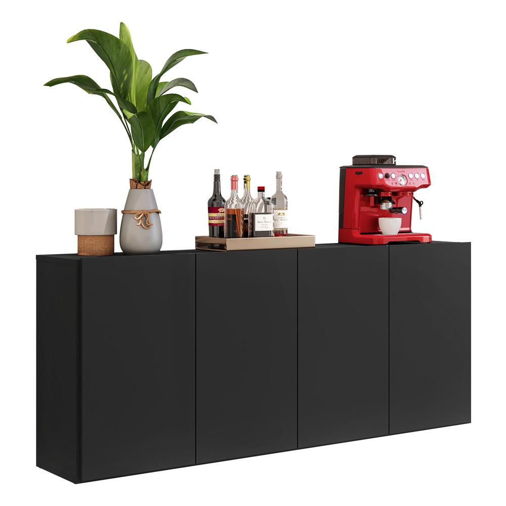Aparador Buffet 4 portas Multimóveis Veneza FG3555 Preto - Home & Living