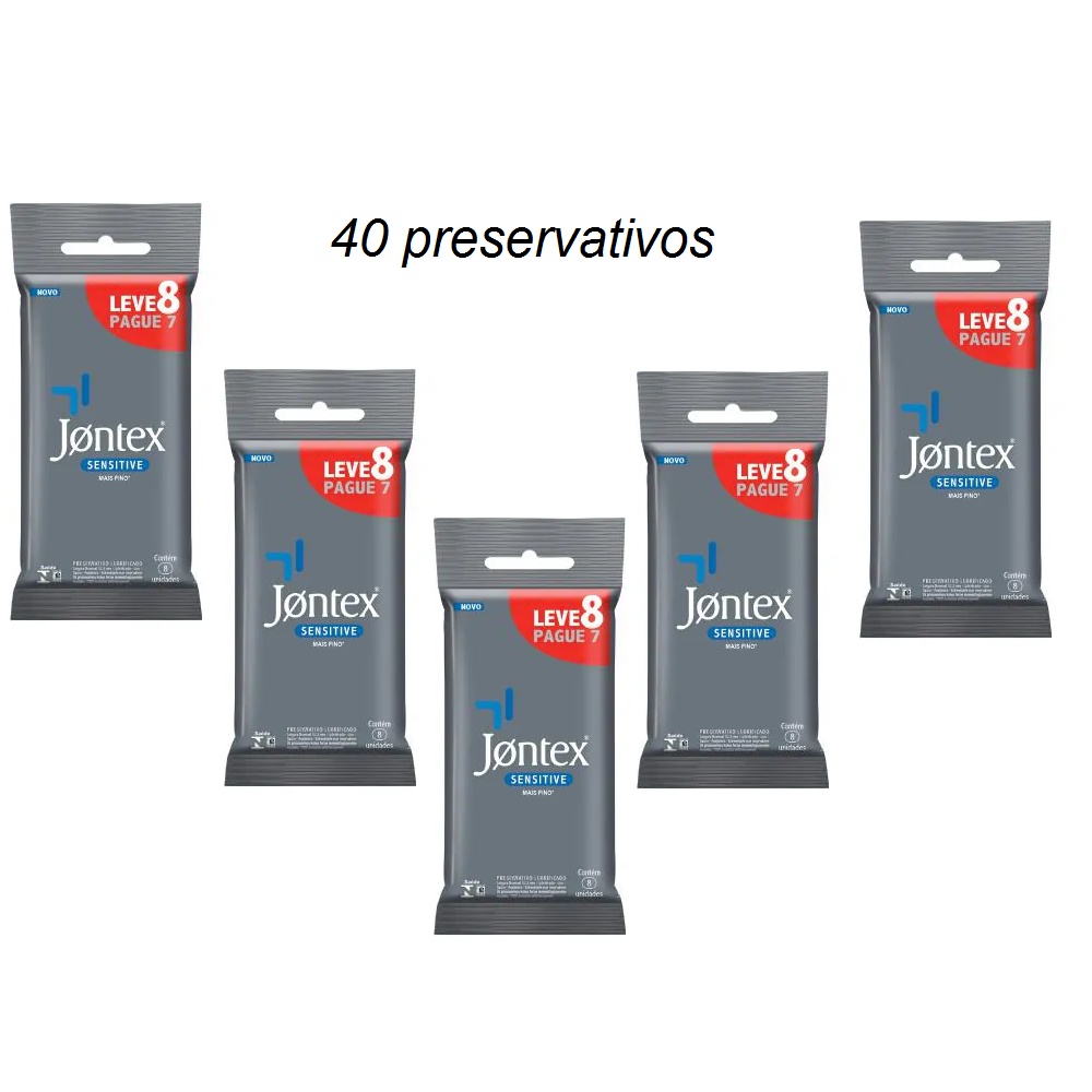40 Preservativos Sensitive Jontex - Kit Com 5 Pacotes | Shopee Brasil