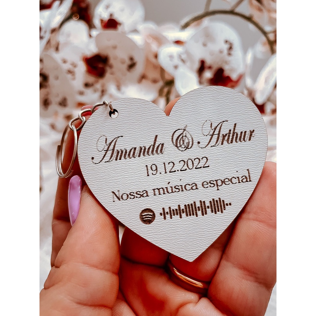 100 Chaveiros Mdf Casamento Coração Branco Spotify