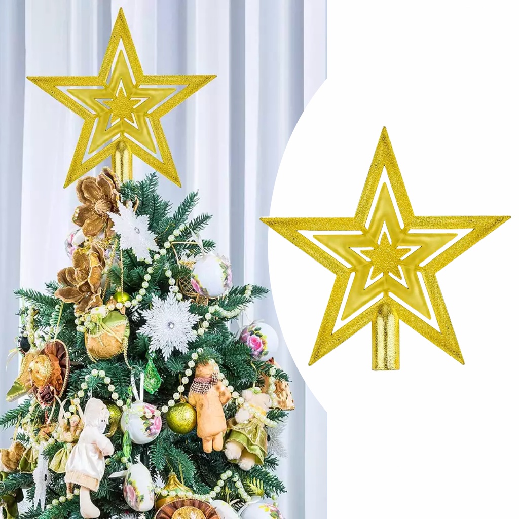 Ponteira Estrela Dourada Arvore De Natal Luxo Vazada Pinheiro | Shopee  Brasil