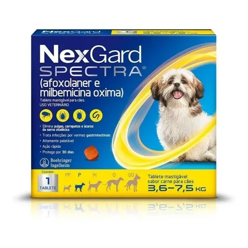 NexGard Spectra Antipulgas e Carrapatos para Cães de 3,6 a 7,5kg - Pets