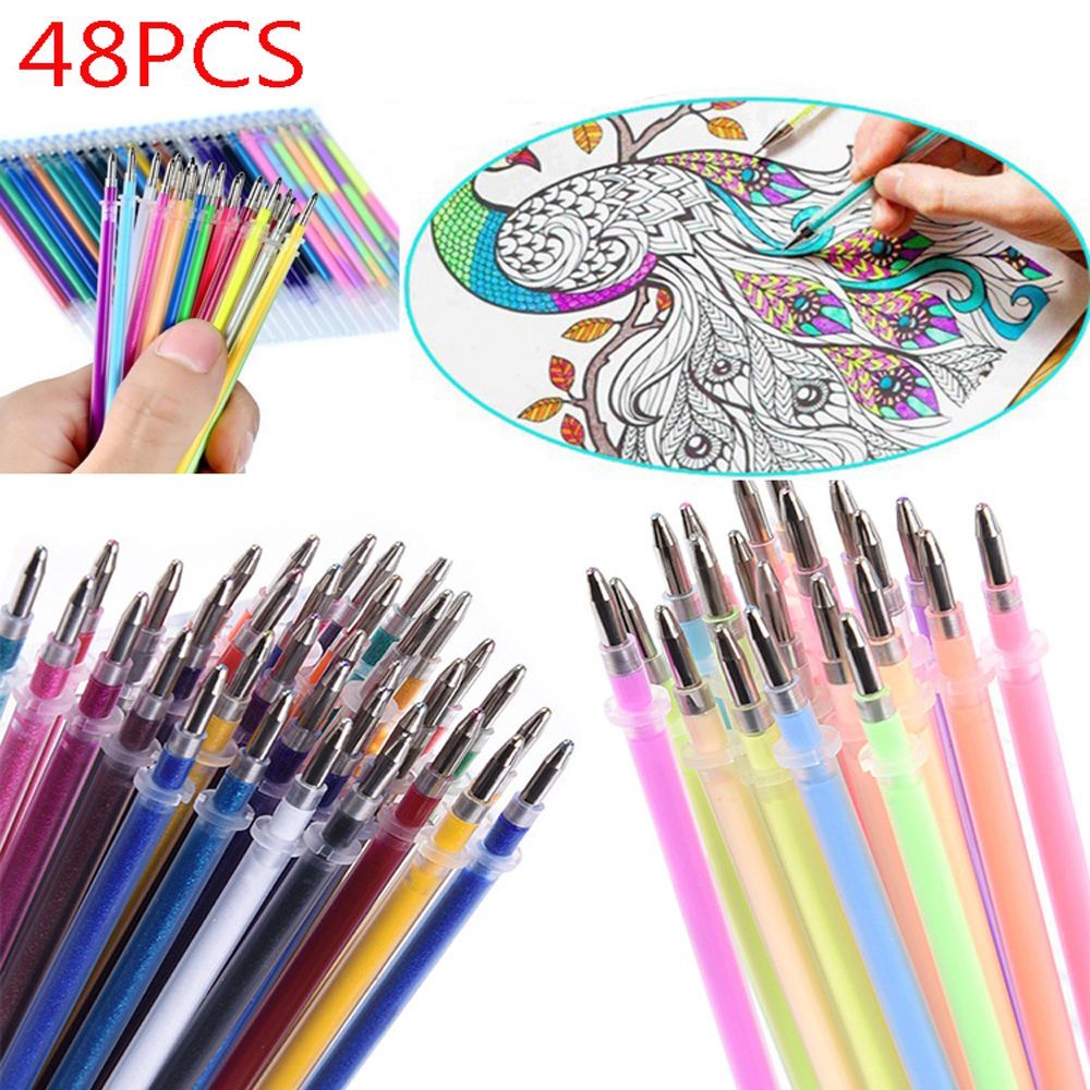 48 Pçs/Set Colorido Caneta Gel Fluorescente Recargas Cartucho De Cor De Flash Pintura A Tinta Graffiti Canetas Papelaria Estudante Fornecedor