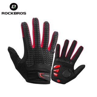 Luvas De Bicicleta ROCKBROS Tela De Toque De Outono Inverno Quente À Prova De Vento Longas Respiráveis De Dedo Completo