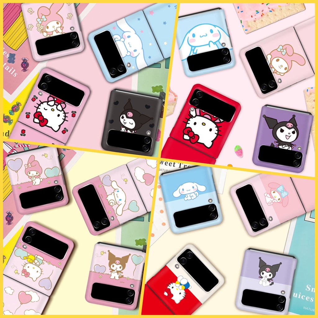 【 Samsung Galaxy Z Flip 4/3 Case 】 Hello Kitty Kuromi Slim Coleção Coreana Dura 