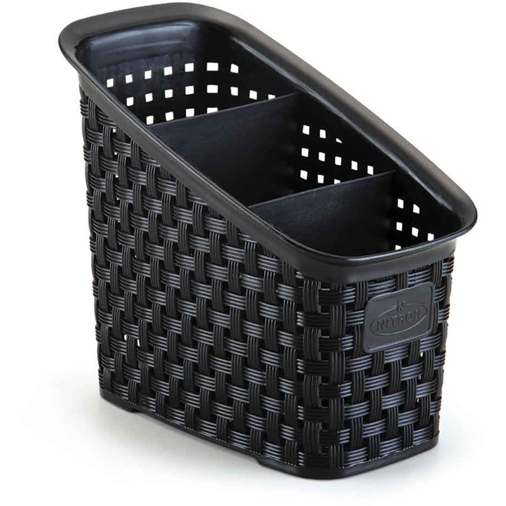 Organizador Multiuso Rattan Preto C/ Divisórias 18x11x16 Cm em Oferta na Shopee