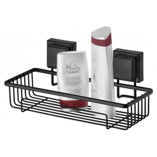 Suporte De Banheiro Porta Shampoo Cantoneira Prateleira Para Parede Com Fixação Ventosa Preto Fosco - Home & Living