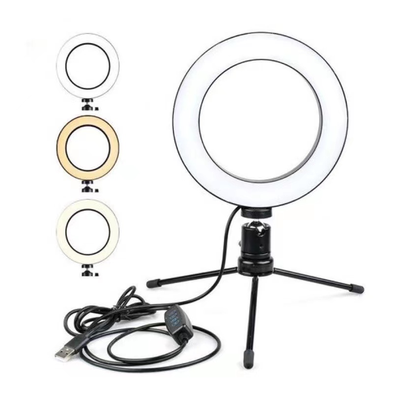 Iluminador de Led Ring Light 16CM Diâmetro (6 polegadas) Foto e Vídeo Profissional com Tripé