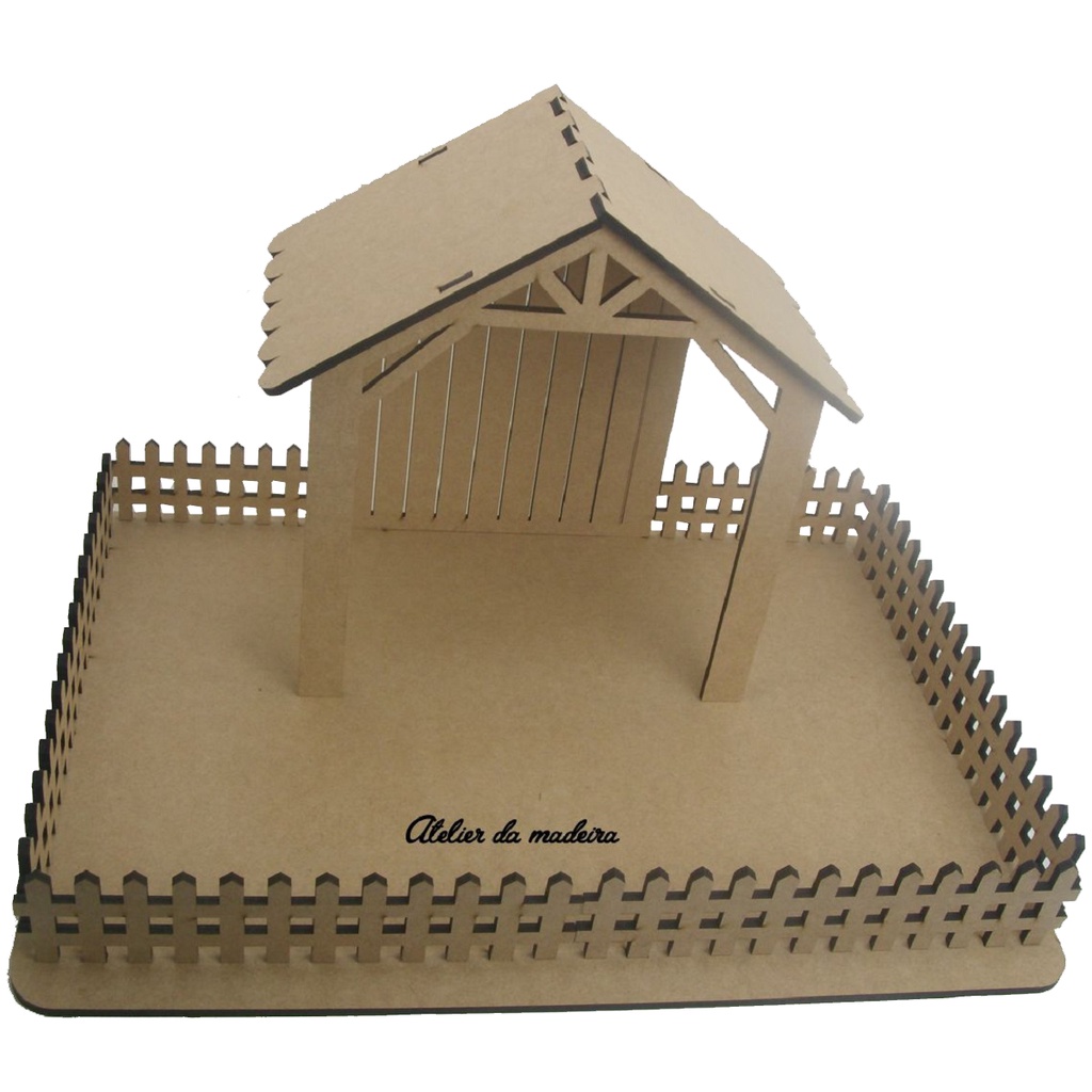 Presépio Casinha 25cm Base 35x49cm com Cerca