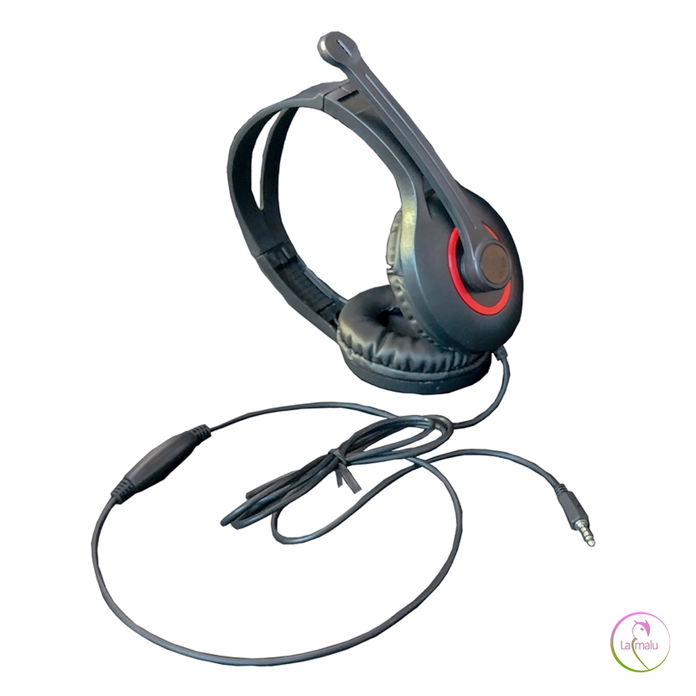 Fone com Microfone Headphone MAXXTRO X32 Preto com Detalhe Vermelho