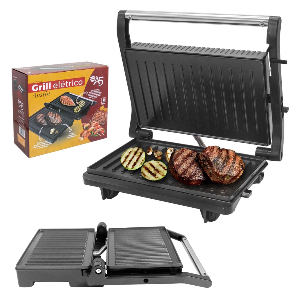 Sanduicheira E Grill Elétrico Antiaderente Inox Torradeira Chapa Gourmet