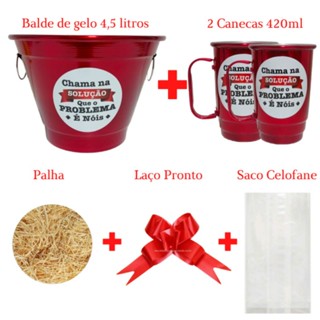 Kit Baldinho de Alumínio Cesta Surpresa para Montar Kit Embalagem de Presente