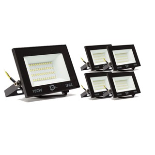 Kit 5 Refletor Led Smd Eco 100W - Branco Frio Luminária Decoração Casa Loja Vitrine
