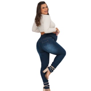Calca Jeans Para Grávida Gestante Confortável Azul Escuro