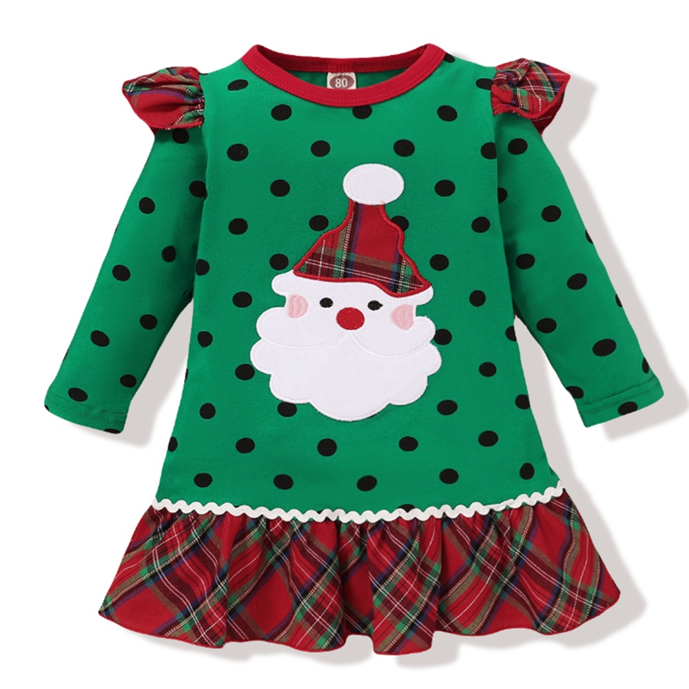 Roupas De Natal Para Crianças Bolinhas De Papai Noel Manga Longa Vestido De  Menina De 1-6 Anos De Idade | Shopee Brasil