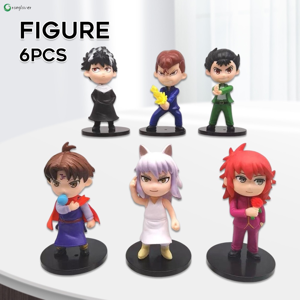 6pcs YuYu Hakusho Figura Brinquedos Fofo Meninos Mini Ação Bonecos De Aniversário Infantil Presentes Toppers Colecionáveis Suprimentos Para Festas Crianças