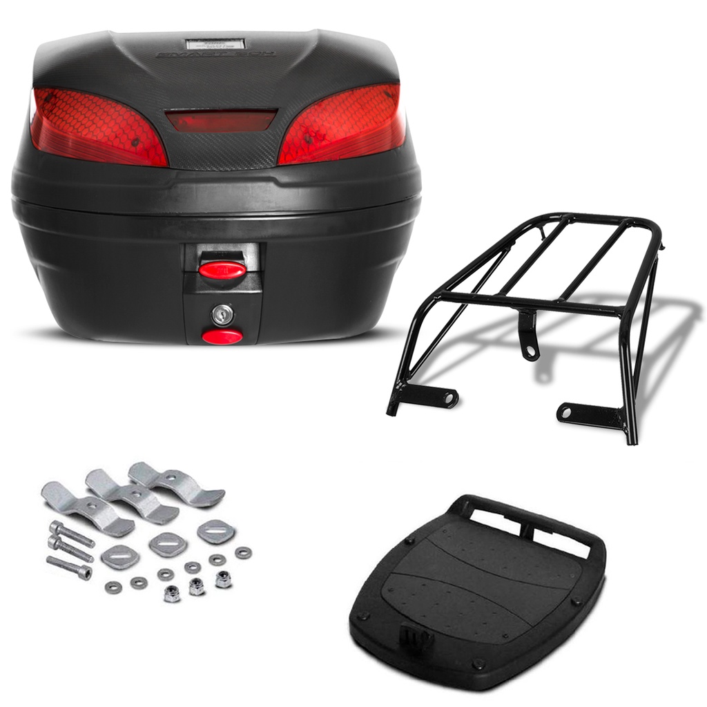 Kit Baú Bauleto 30 Litros Motoboy Smartbox 3 + Bagageiro Moto Yamaha YBR 125 2000 à 2008 Pro Tork em Oferta na Shopee