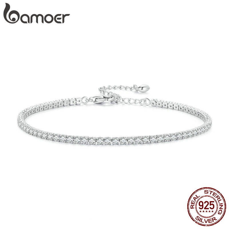 Pulseira Bamoer Zircon 925 Prata Sterling Mulher Moda Joalheria em Oferta na Shopee