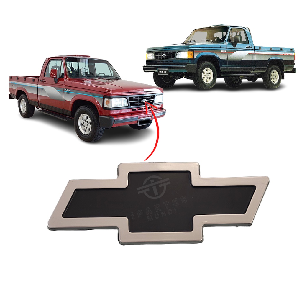 Emblema Grade Chevrolet A20 C20 D20 1992 1993 1994 1995 1996 PRETO CROMADO