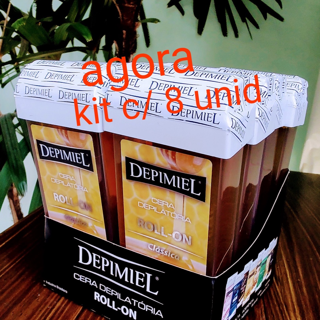 Kit c/ 8 und de Cera Depilatória Roll-on - Amarelo - Clássico - 100g | Depimiel |