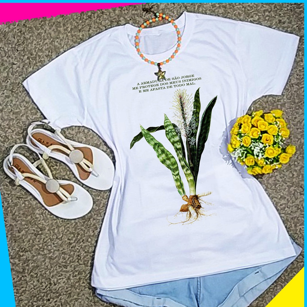 Blusa Feminina São Jorge Planta Espada candomblé axé umbanda Camiseta em Oferta na Shopee
