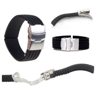 Pulseira 18, 20, 22 e 24mm de Borracha Fivela Fecho Deployant Smartwatch e Relógio Inteligente Digital Analógico Com Pinos de Engate Rápido