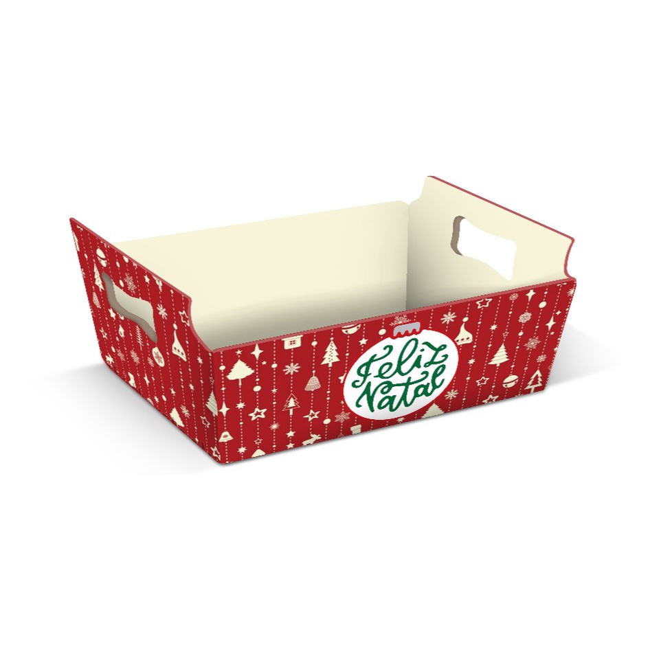 Embalagem Caixa Cesta Feliz Natal M (6759) pacote c/ 10 Un | Shopee Brasil