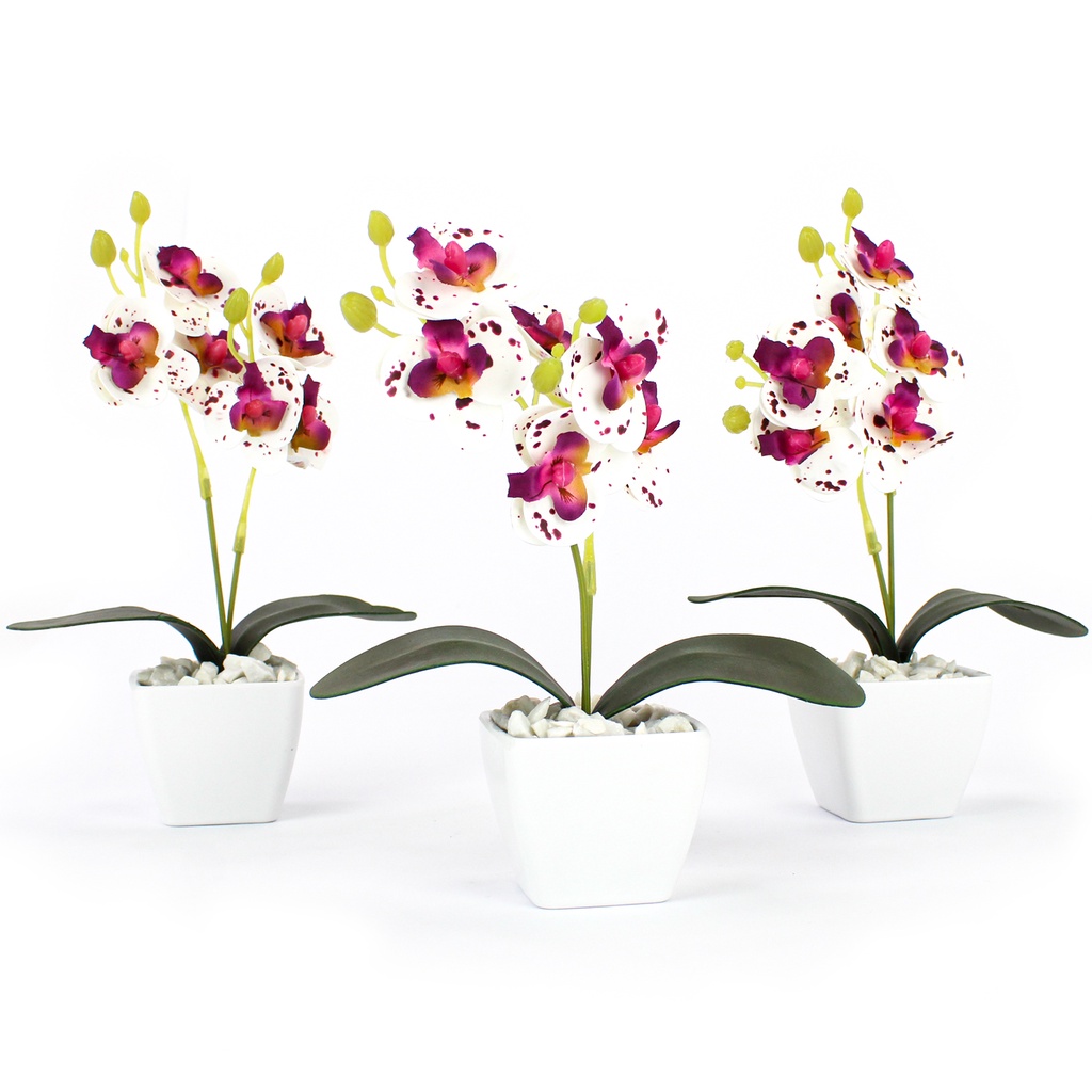 Kit Com 3 Vasos De Flores Orquideas Artificiais Decorativas | Shopee Brasil