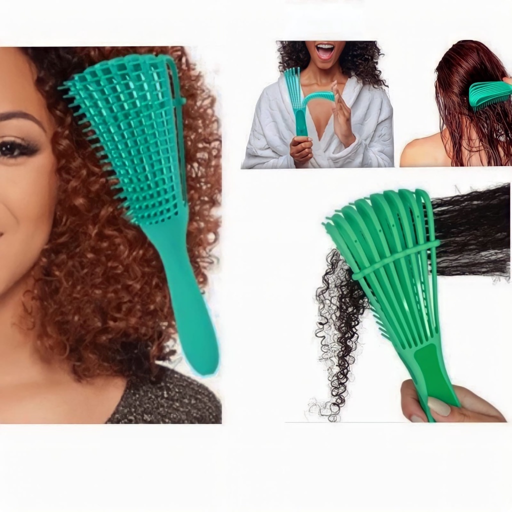Escova Polvo Para Cabelo Cacheado e Liso Pente para Cacho Anti frizz ...