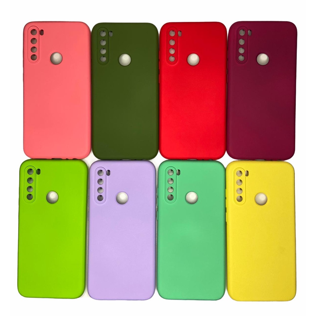 Kit - Capa Capinha Case + Película - Xiaomi Redmi Note 8 Silicone Aveludada Proteção de Câmera