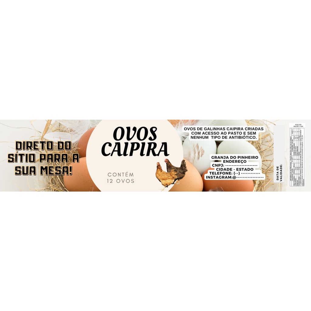 Rótulos para cartela de ovos