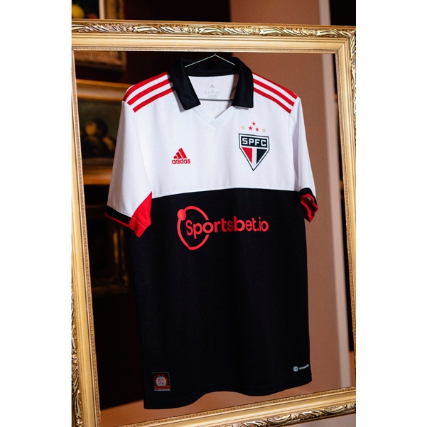 De Futebol 22/23 S-P Terceiro Preto Branco Moletom Tailândia Qualidade - Escorrega o Preço