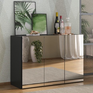 Aparador Buffet 3 Portas com Espelho Vegas Multimóveis MP1011 Preto em Oferta na Shopee