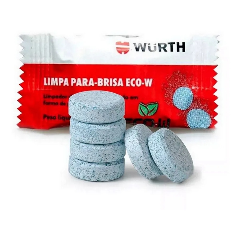 Pastilha limpa para-brisas detergente limpa vidros concentrado dose única trata reservatório até 4 litros. Embalagem com 1 unidade Wurth