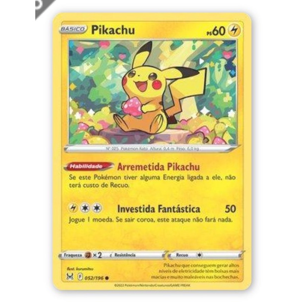 6 Cartas Pokémon originais Copag para coleção + 1 carta Pikachu