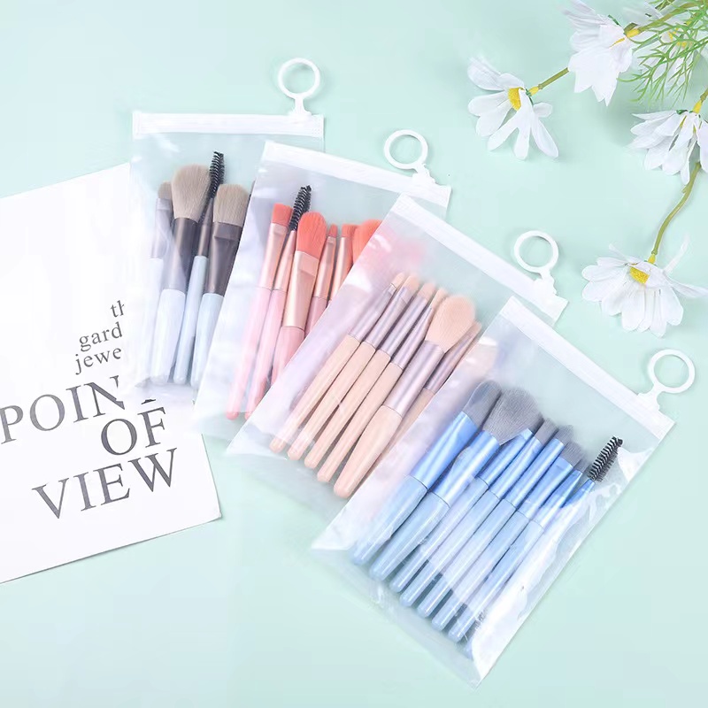 Kit 8 Peças Conjunto De Pincéis De Maquiagem com Estojo Transparente Para Viagem -1unidades